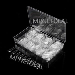 MPNETDEAL 500Pcs Coffin Nails Long Ballerina False Nail Tips Full Cover Fake Artificial Acrylic Nails Extension Tips 10 Size with a case for Nail Salon or Home Use DIY Nail Art (Clear)